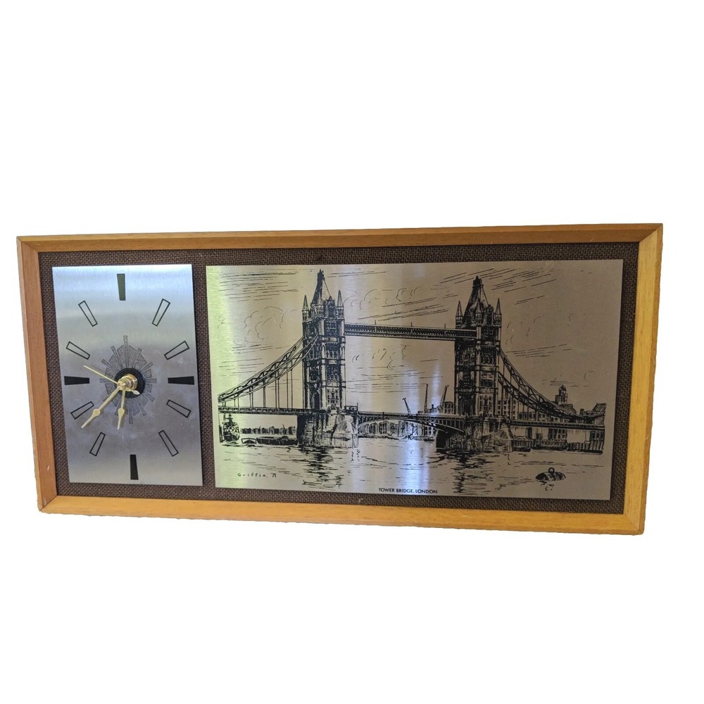 London Tower Bridge England Steel Wall Clock Hand Produced Mid Century Antique